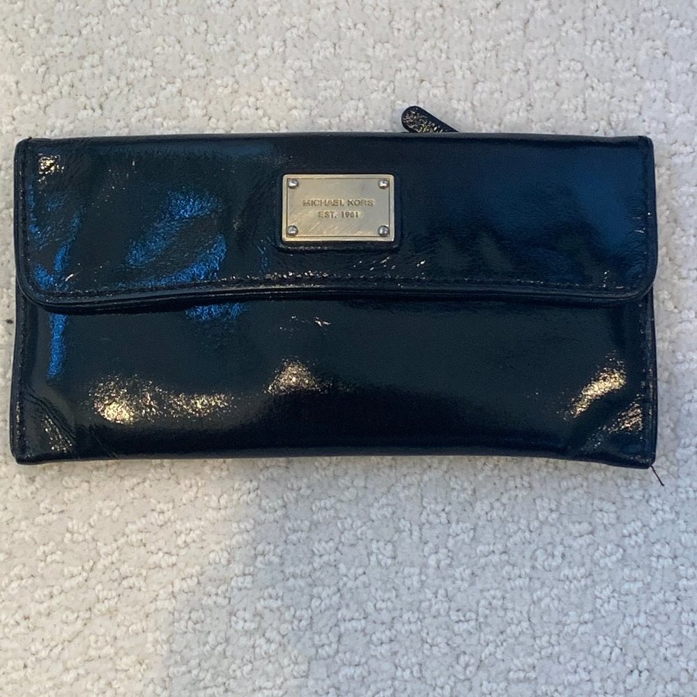 Michael Kors Black Patent Leather Wallet